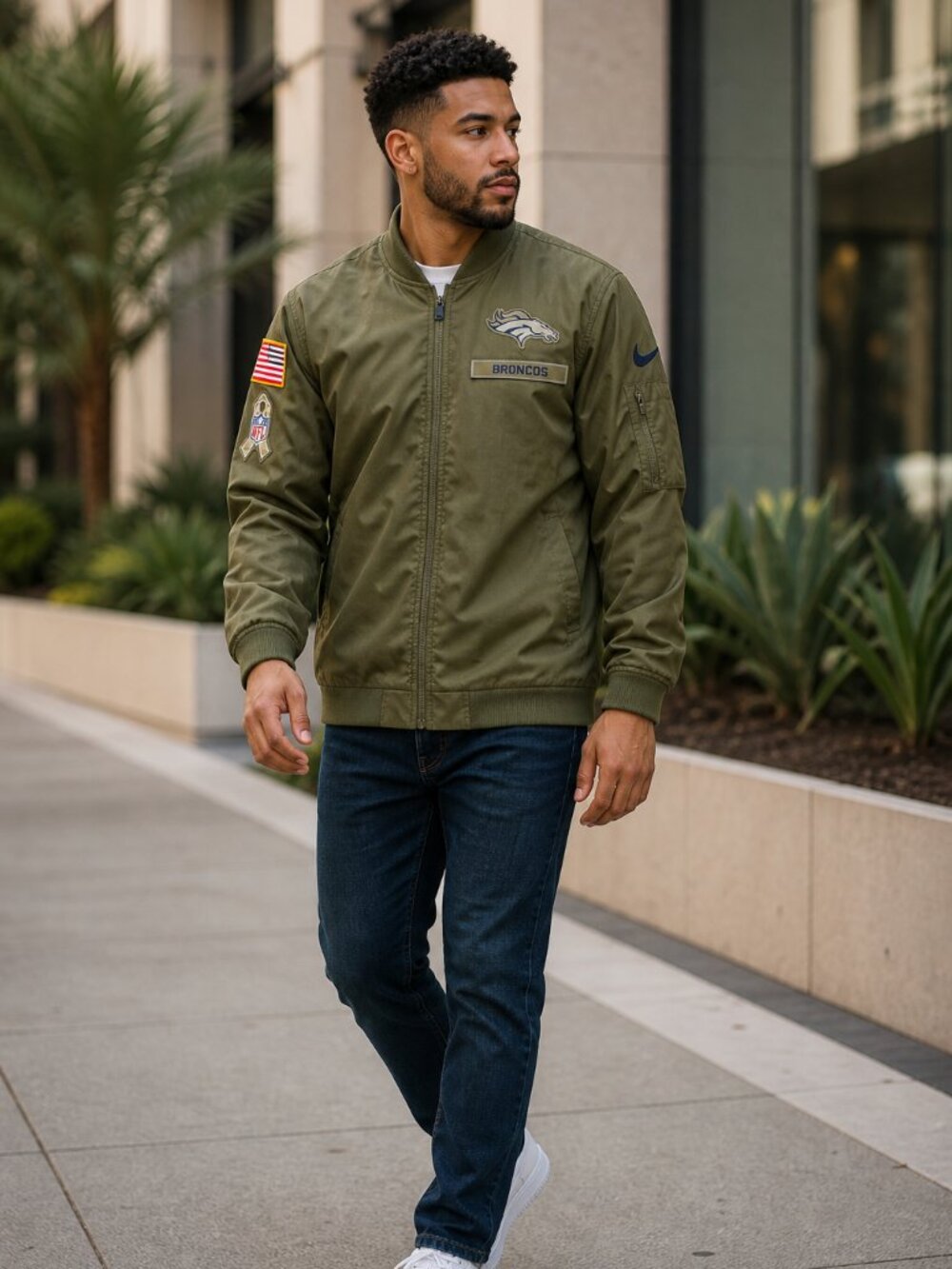 Nike NFL Team Apparel Denver Broncos Olive Salute to Service Jacket – Size 3XL